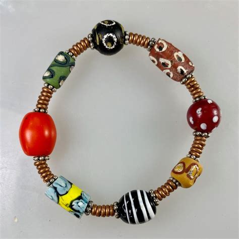 African Trade Bead Bracelet 6 1 2 Iches Etsy In 2024 Trade Beads