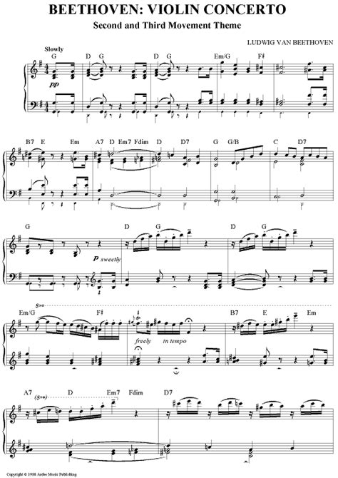 Beethoven: Violin Concerto - Second and Third Movement Theme" Sheet ...