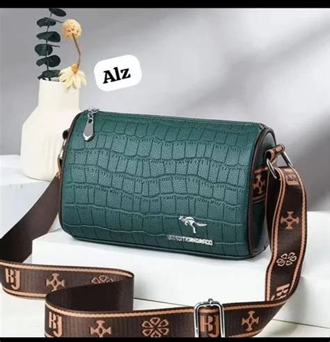 Self Pu Leather Premium Quality Cylindrical Broad Belt Side Sling Bag