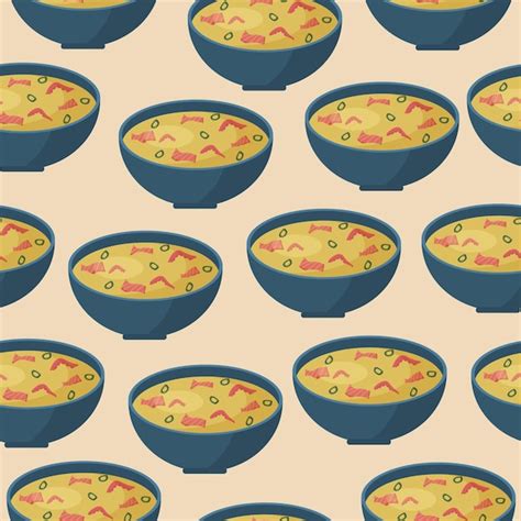 Premium Vector Seamless Pattern Of Asian Soup With Salmon And Octopus