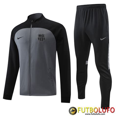 Hacer Chandal Equipos De Futbol Chaqueta Fc Barcelona Negro Gris