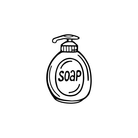 Hand Drawn Packaging With Liquid Soap Isolated On A White Background