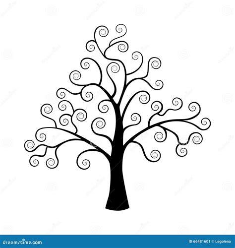 Silhouette Noire D Arbre Sur Le Fond Blanc Illustration De Vecteur