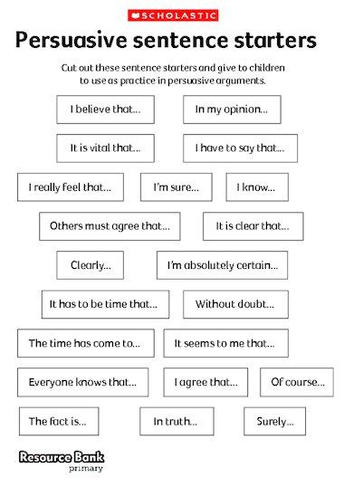 Persuasive Sentence Starters Free Primary Ks2 Teaching Resource