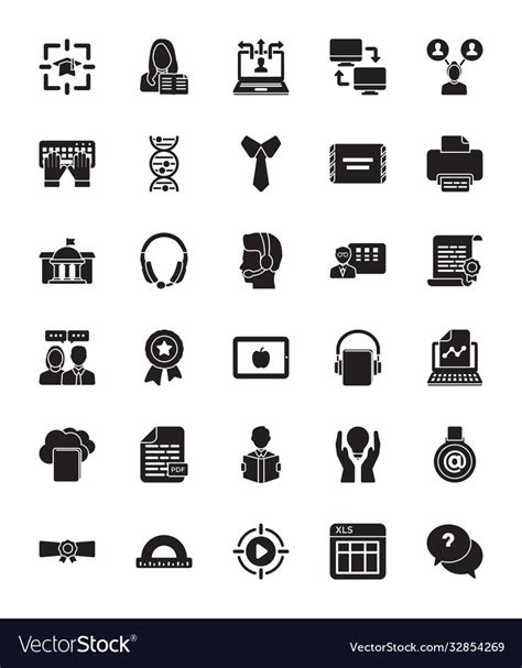 E Learning Glyph Icons Royalty Free Vector Image