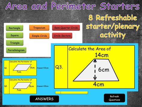 Perimeter And Area Refreshable Starter Plenary Activity Teaching