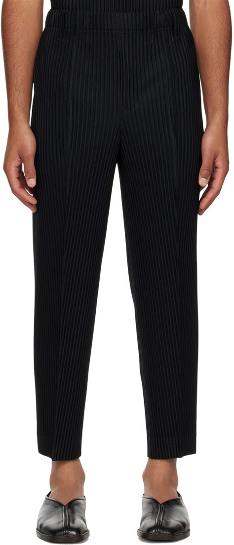 Black Compleat Trousers By Homme Pliss Issey Miyake On Sale