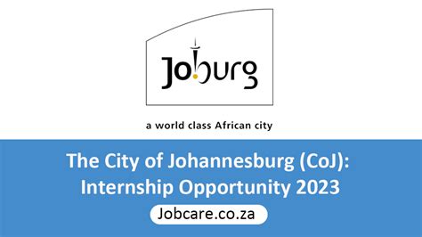 The City Of Johannesburg Coj Internship Opportunity 2023 Jobcare