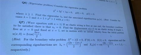 Solved Q Eigenvalue Problem Consider The Eigenvalue Chegg