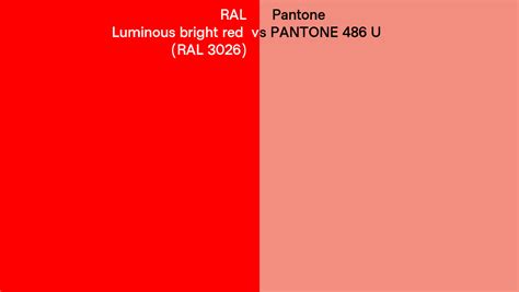 Ral Luminous Bright Red Ral Vs Pantone U Side By Side Comparison