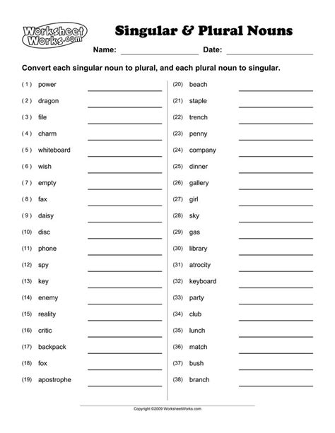 Plural Noun Worksheet Pdf In 2024 Nouns Worksheet Plurals Plural