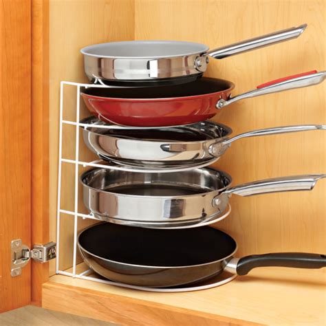 Kitchen Frying Pan Organizer Skillet Storage Rack Pantry Space Saver