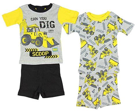 Bob The Builder Boys 4 Piece Pajamas Set Boys Sleepwear Boys Cotton