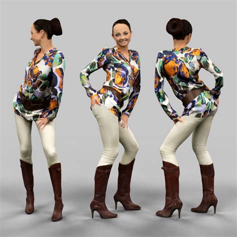 Sexy Girl In Black Bikini And High Heels Posing 1 3D Model 20 Obj Fbx Free3D