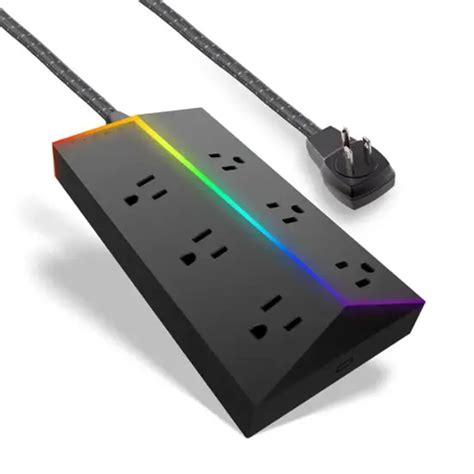 Titan 6 Outlet 1500 Joules Surge Protector Strip With ColorChanging LED