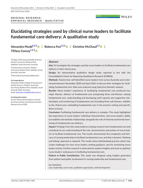 Elucidating Strategies Used By Clinical Nurse Leaders To Facilitate