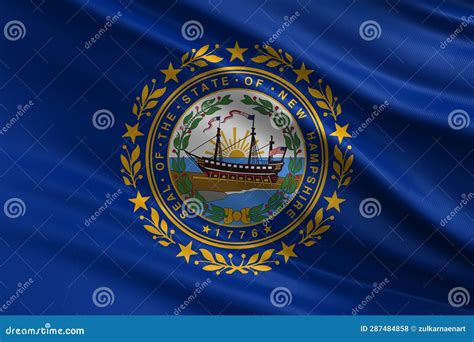 New Hampshire Flag with Fabric Texture, Official Colors, 3D ...