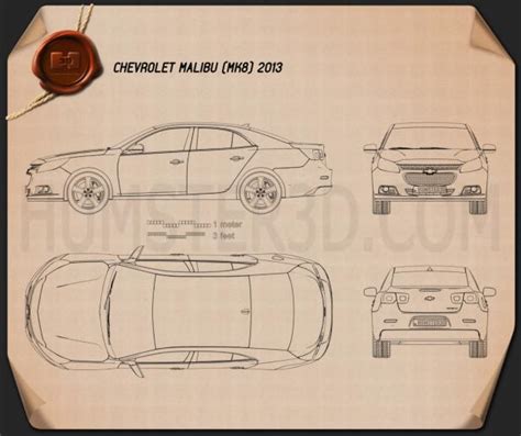 Chevrolet Malibu 2013 Blueprint Hum3d