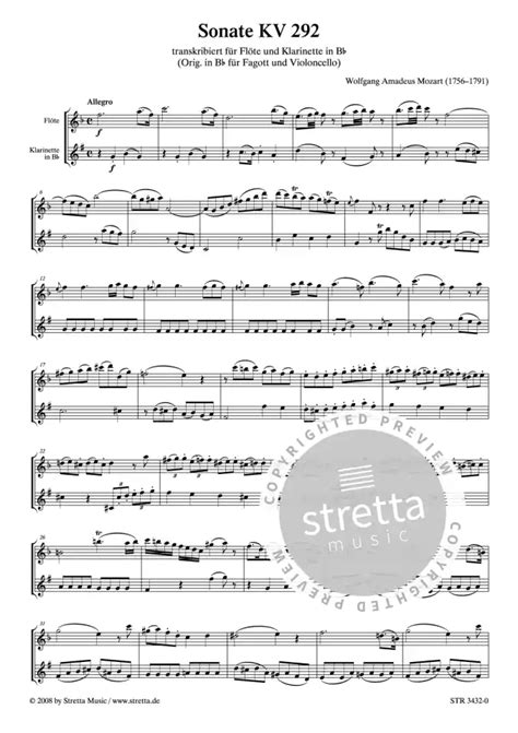 Sonate KV 292 Von Wolfgang Amadeus Mozart Im Stretta Noten Shop Kaufen