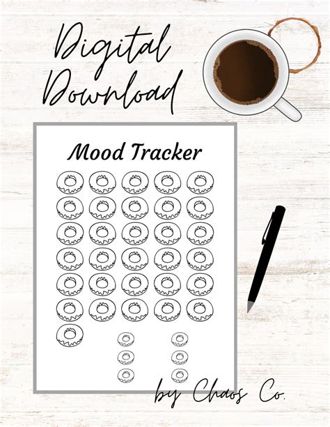 Printable Mood Tracker Bullet Journal Page Digital Download Etsy