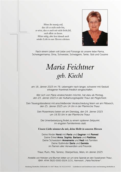 Maria Feichtner Bestattung Ebenbichler