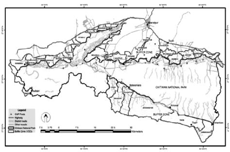 Map of Chitwan National Park and Buffer Zone. | Download Scientific Diagram