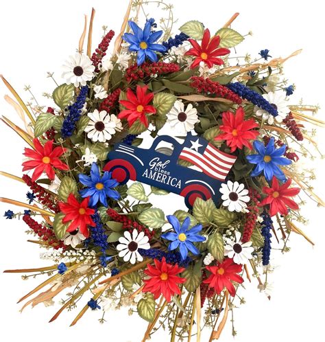 Amazon Patriotic Wreath 4th Of July Decorations Artificial Red