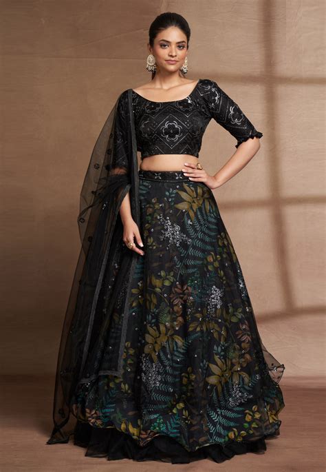 Black Organza Circular Lehenga Choli