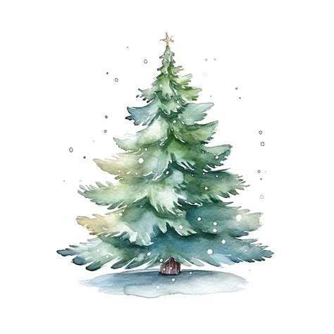 Watercolor Christmas Tree Isolated Illustration Png