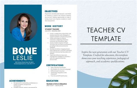 Free Teacher CV Template - Download in Word, Google Docs | Template.net