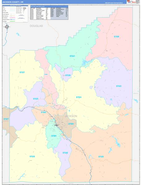 Jackson County Or Wall Map Color Cast Style By Marketmaps Mapsales