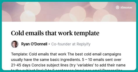 Cold Email Template For Job