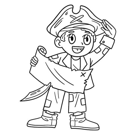 Premium Vector A Cute And Funny Coloring Page Of A Pirate With A