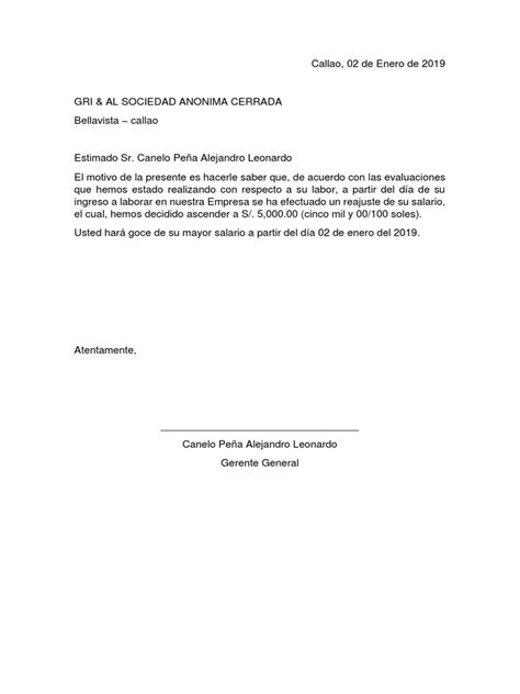 Carta De Aumento Salarial Do Empregador