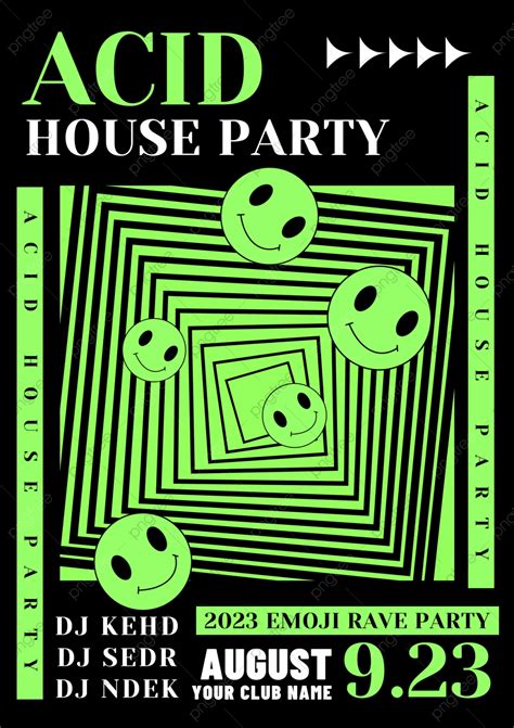 Green Acid Emoji Acid House Rave Party Template Download On Pngtree