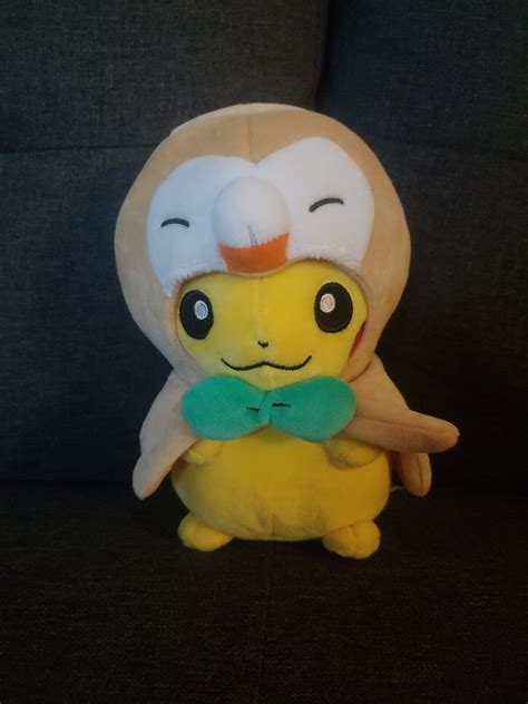 Mavin Pokemon Center Rowlet Cape Pikachu 7 Plush Stuffed Animal Poncho