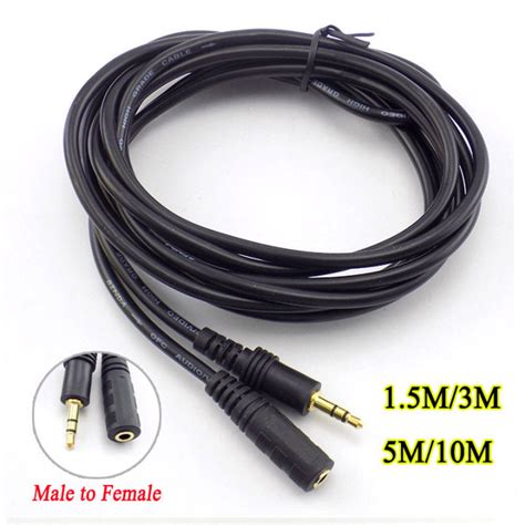 1.5/3/5/10M DC 3.5mm Jack Male to Female Headphone Extension Cable AUX ...