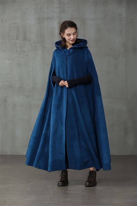 Maxi Hooded Wool Coat Cloak Wool Coat Maxi Cape Hooded Cape