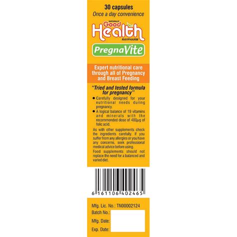 PregnaVite – 30 Capsules - Pharmaceuticals, Supplements Ray ...