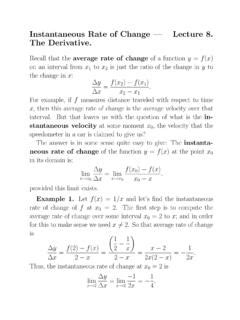 Instantaneous Rate Of Change Lecture 8 The Derivative