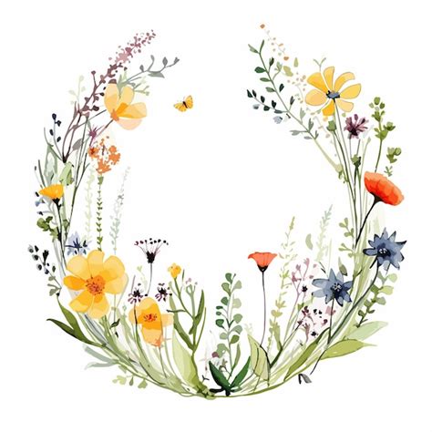 Un Ramo De Flores Silvestres Vector Premium