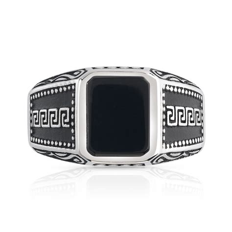 Bague Argent Onyx Imitation Rectangulaire Maty