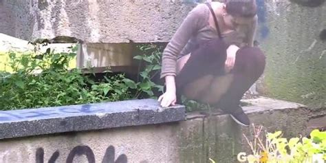 Desperate Brunette Needs To Piss Twice On A Walk Take Two Tnaflix