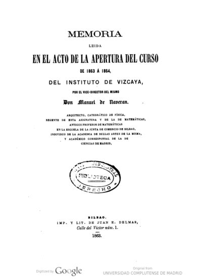 Memoria acerca del estado del Instituto Provincial de Segunda Enseñanza