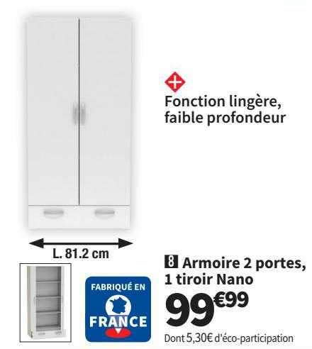 Promo Armoire 2 Portes 1 Tiroir Nano Chez Conforama ICatalogue Fr