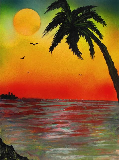 Tropical Sunset Painting at PaintingValley.com | Explore collection of ...