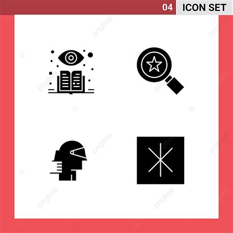 4 Thematic Vector Solid Glyphs And Editable Symbols Of Learning Vector