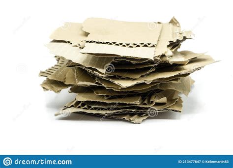 Corrugated Cardboard Stack Isolated On White Background Stock Image