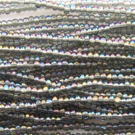 8 0 Czech Charlotte True Cut Seed Bead Transparent Black Diamond AB