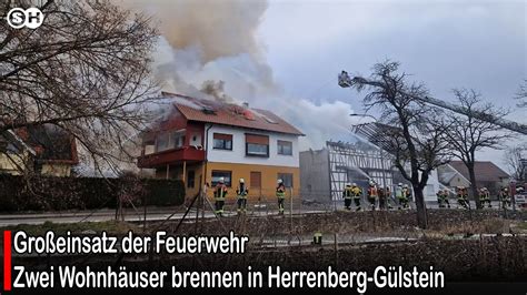 Großeinsatz der Feuerwehr Zwei Wohnhäuser brennen in Herrenberg